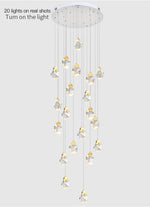 Pear Diamond Gold Staircase Chandelier Lamp - Reflect Lighting