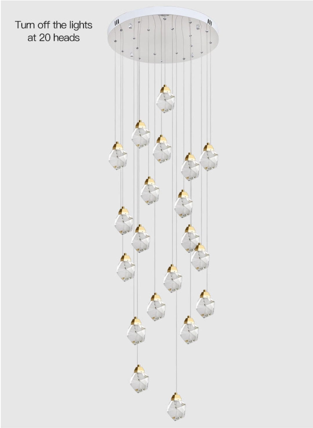 Pear Diamond Gold Staircase Chandelier Lamp - Reflect Lighting