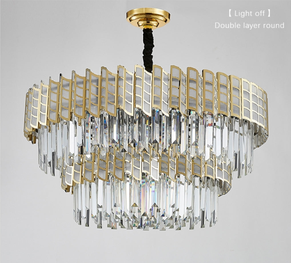 Bee Hive Gold Crystal Chandelier-Round/Rectangle - Reflect Lighting