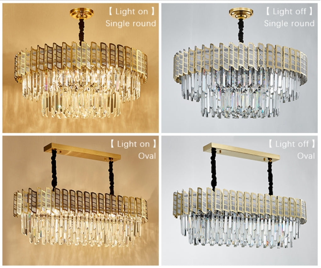 Bee Hive Gold Crystal Chandelier-Round/Rectangle - Reflect Lighting