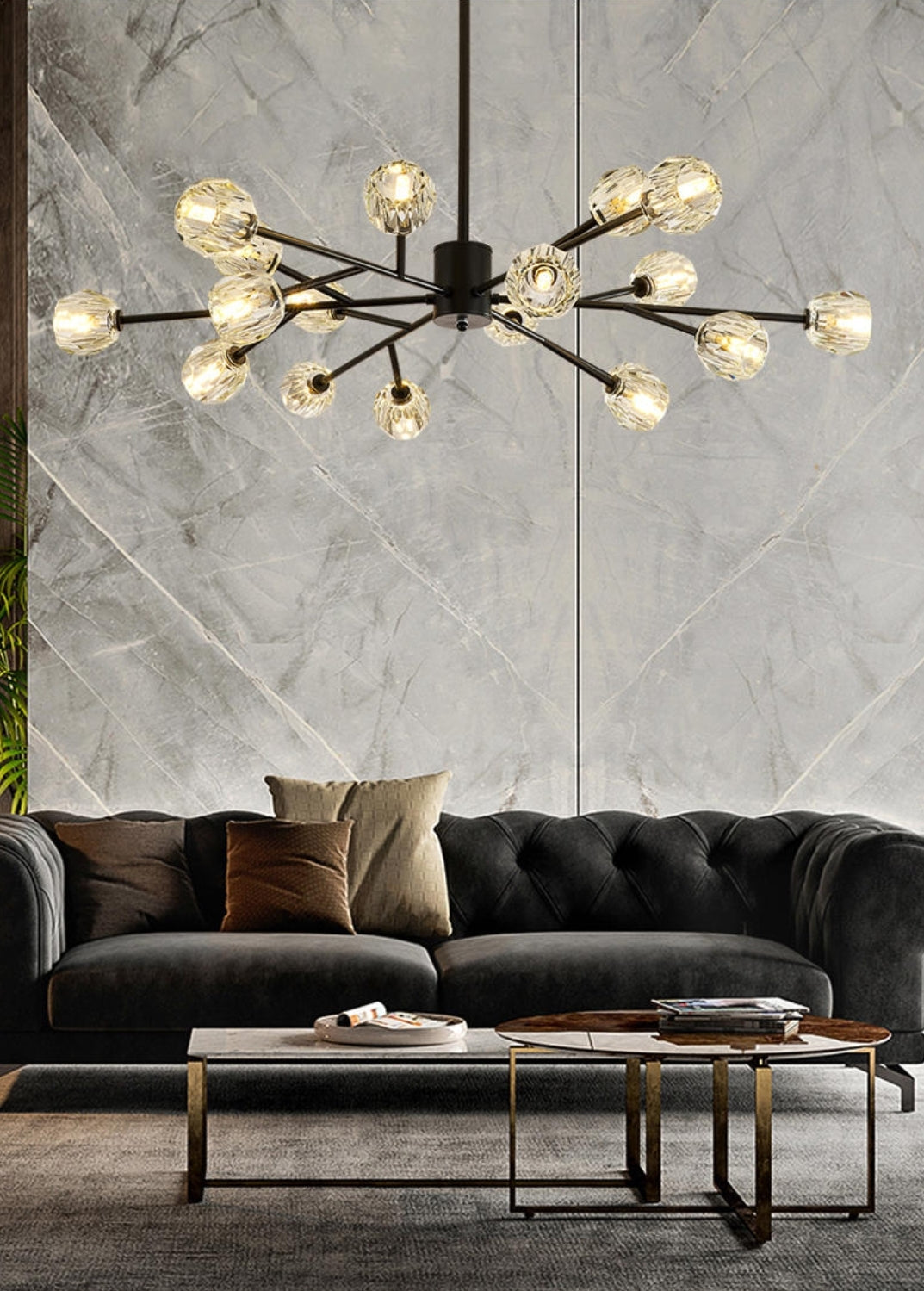 Cherry Tree Crystal Chandelier - Gold/Black - Reflect Lighting