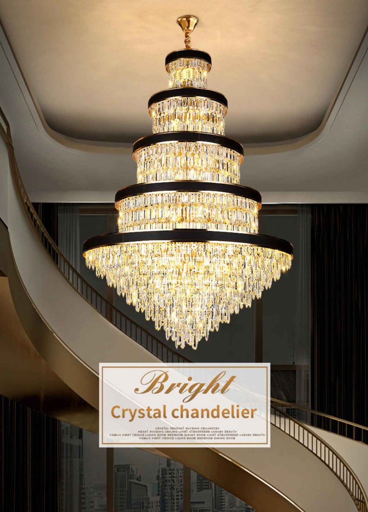 Odelia Grullon Leather Crystal Golden Chandelier