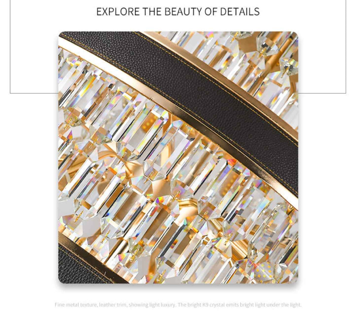 Odelia Grullon Leather Crystal Golden Chandelier