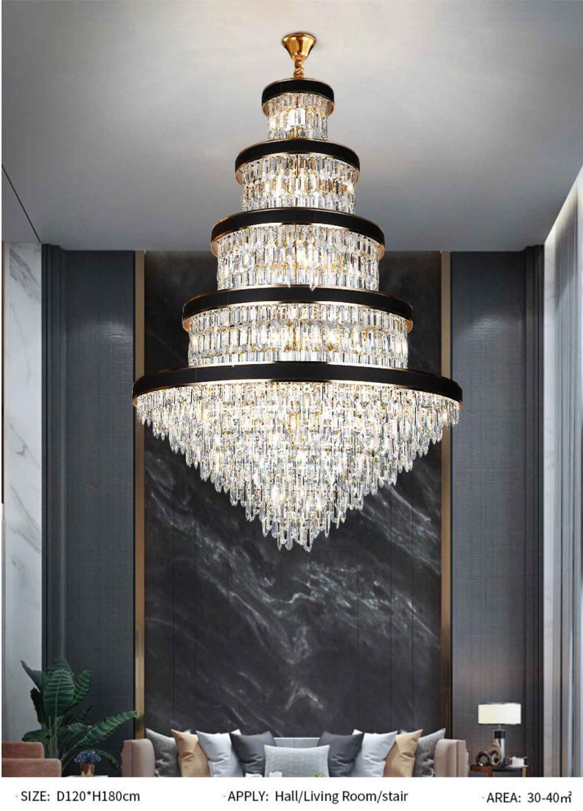 Odelia Grullon Leather Crystal Golden Chandelier