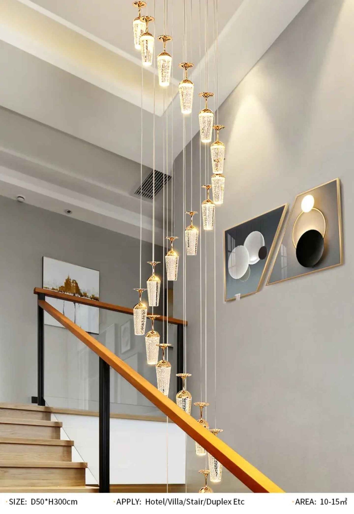 Golden Elegance Cascading Staircase Chandelier