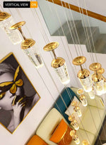 Golden Elegance Cascading Staircase Chandelier