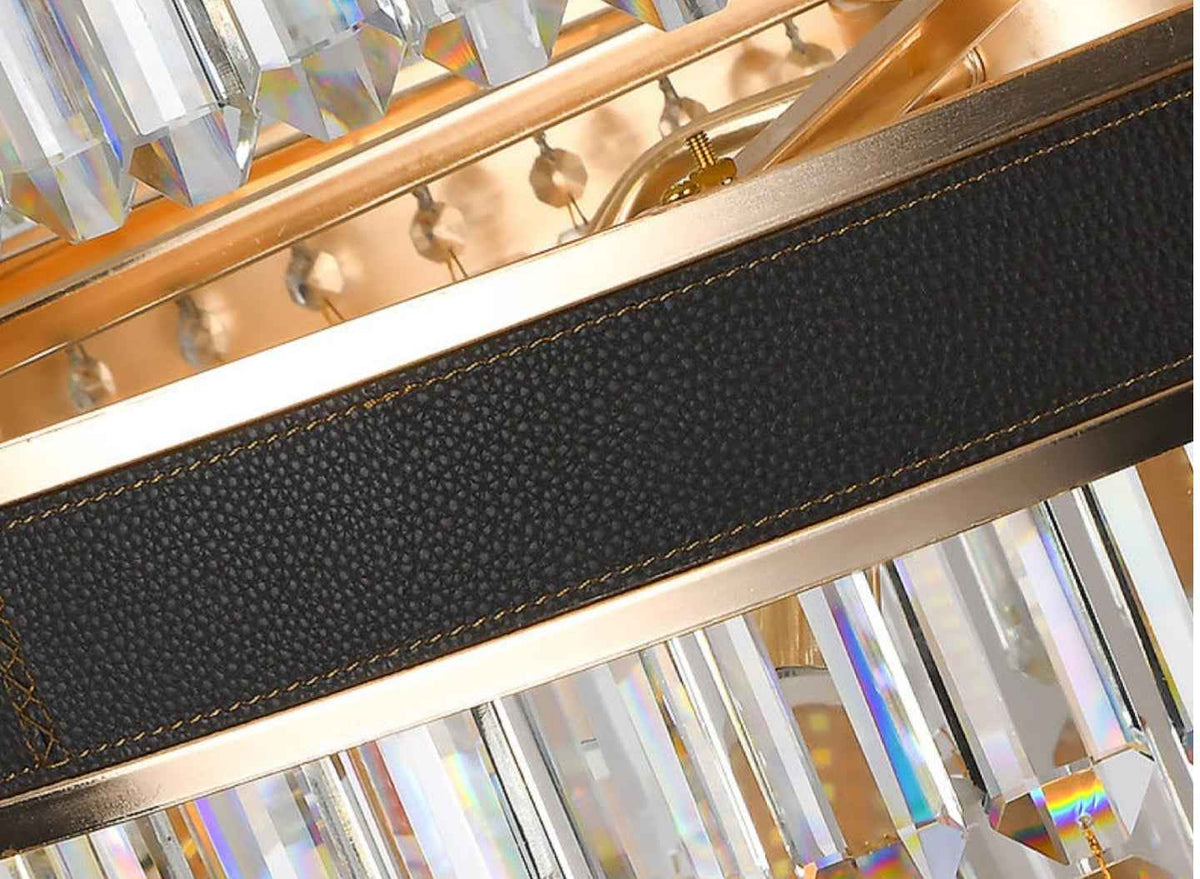 Odelia Grullon Leather Crystal Golden Chandelier