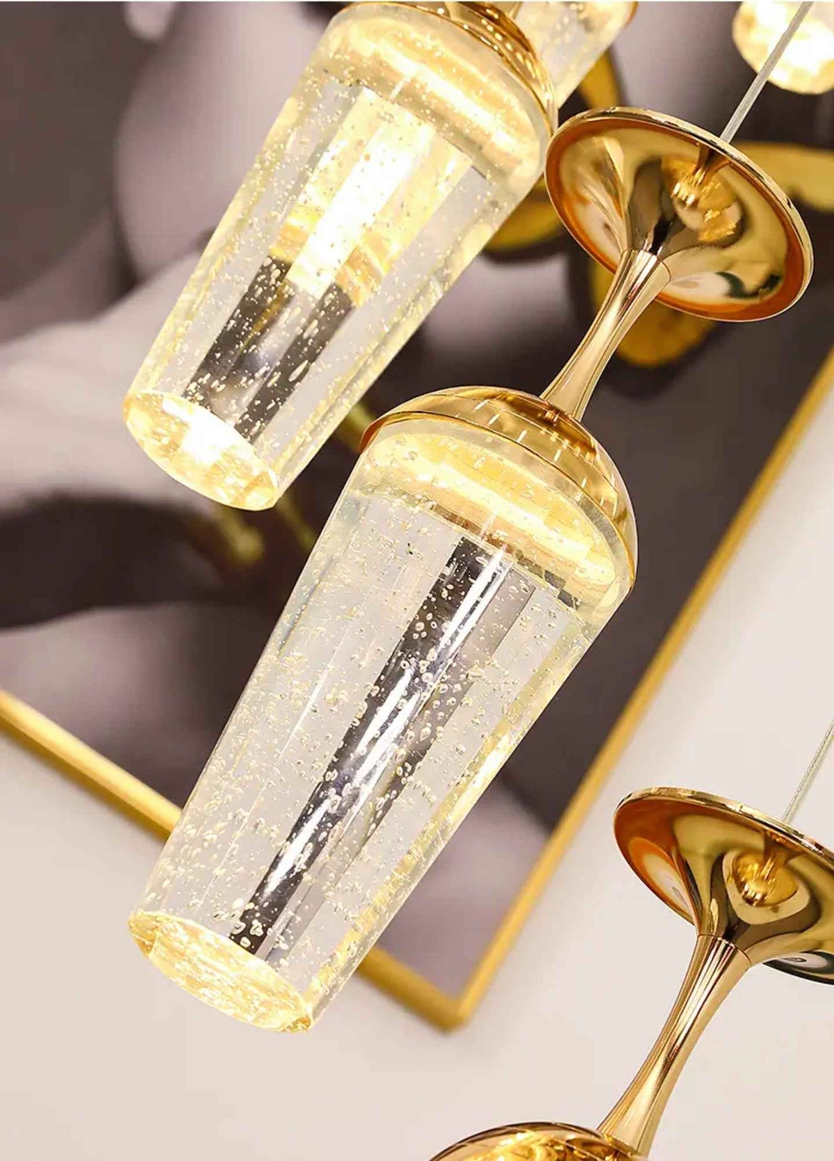 Golden Elegance Cascading Staircase Chandelier