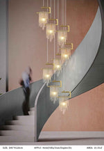 Abbaigh Copper Golden Staircase Chandelier- Colour & Brightness Changing