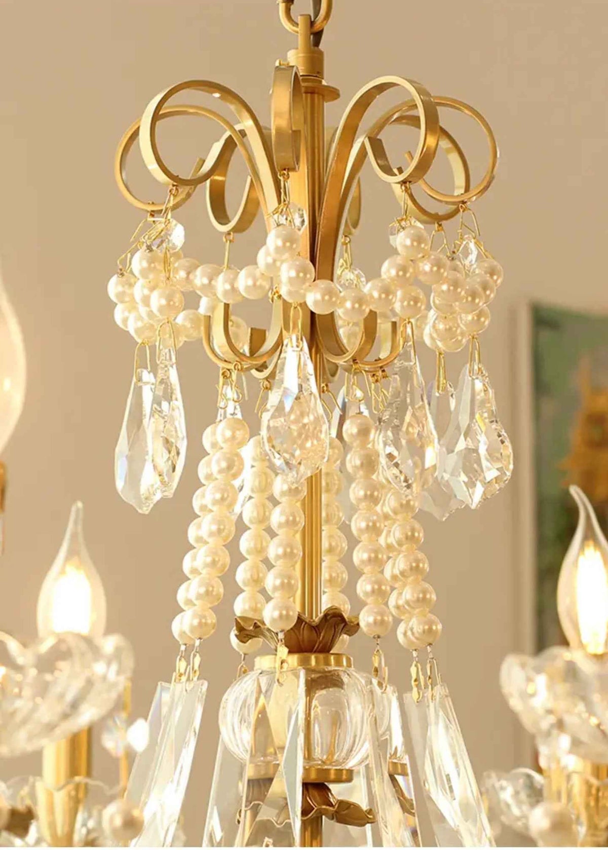Copper Glow Crystal Pear Chandelier