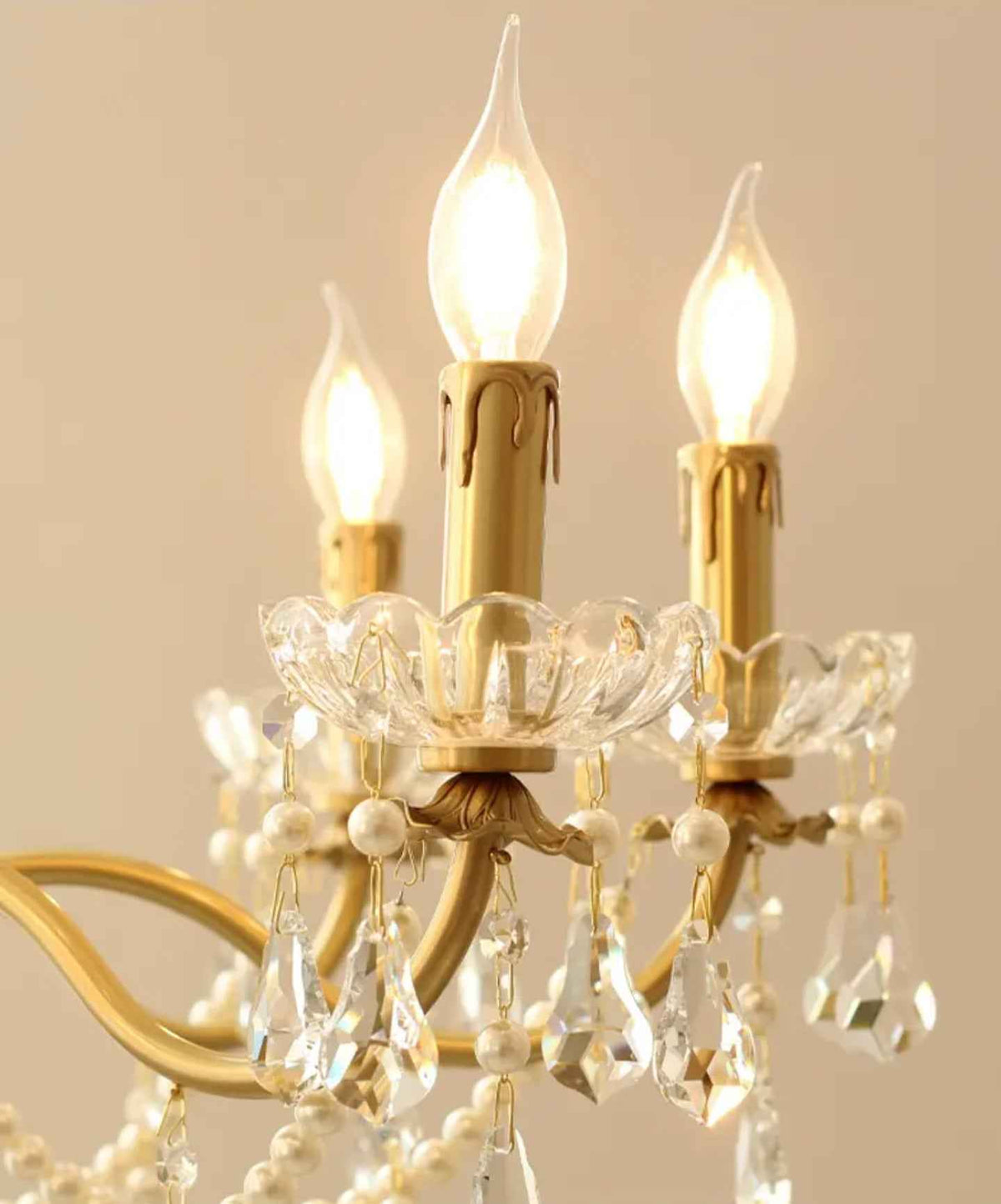 Copper Glow Crystal Pear Chandelier