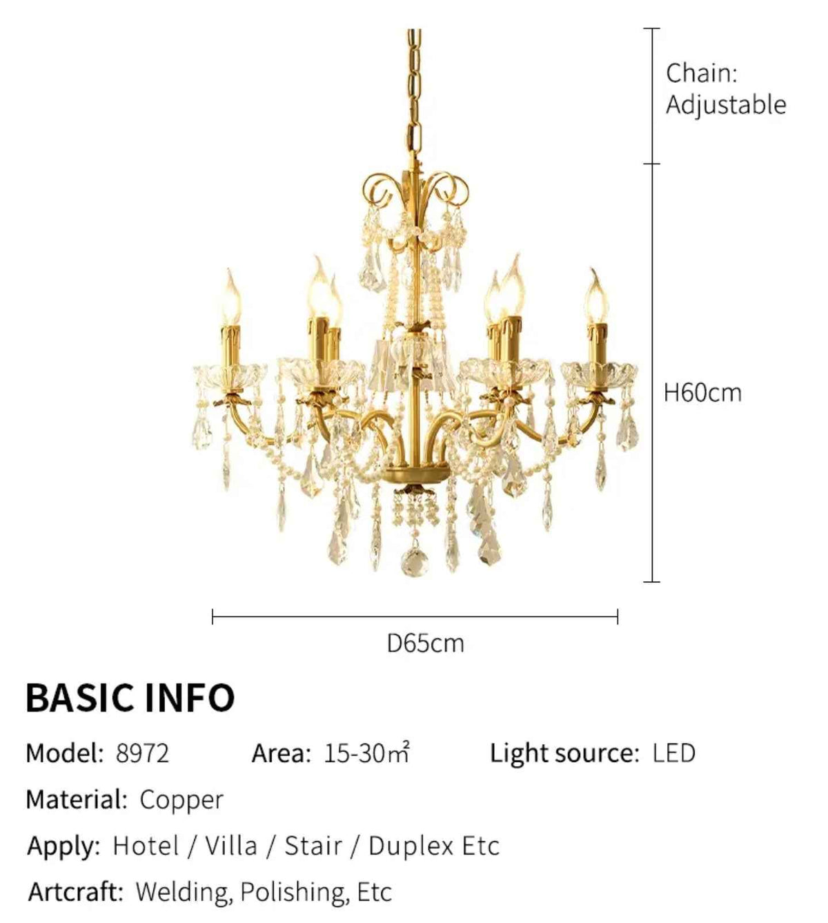 Copper Glow Crystal Pear Chandelier