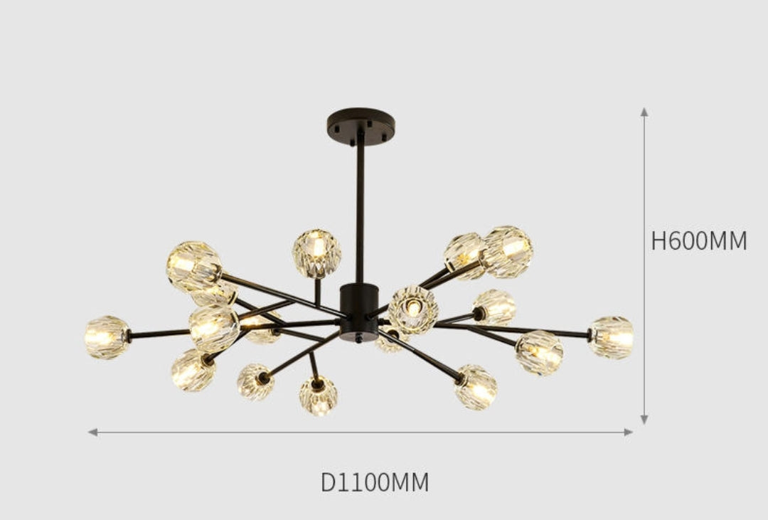 Cherry Tree Crystal Chandelier - Gold/Black - Reflect Lighting