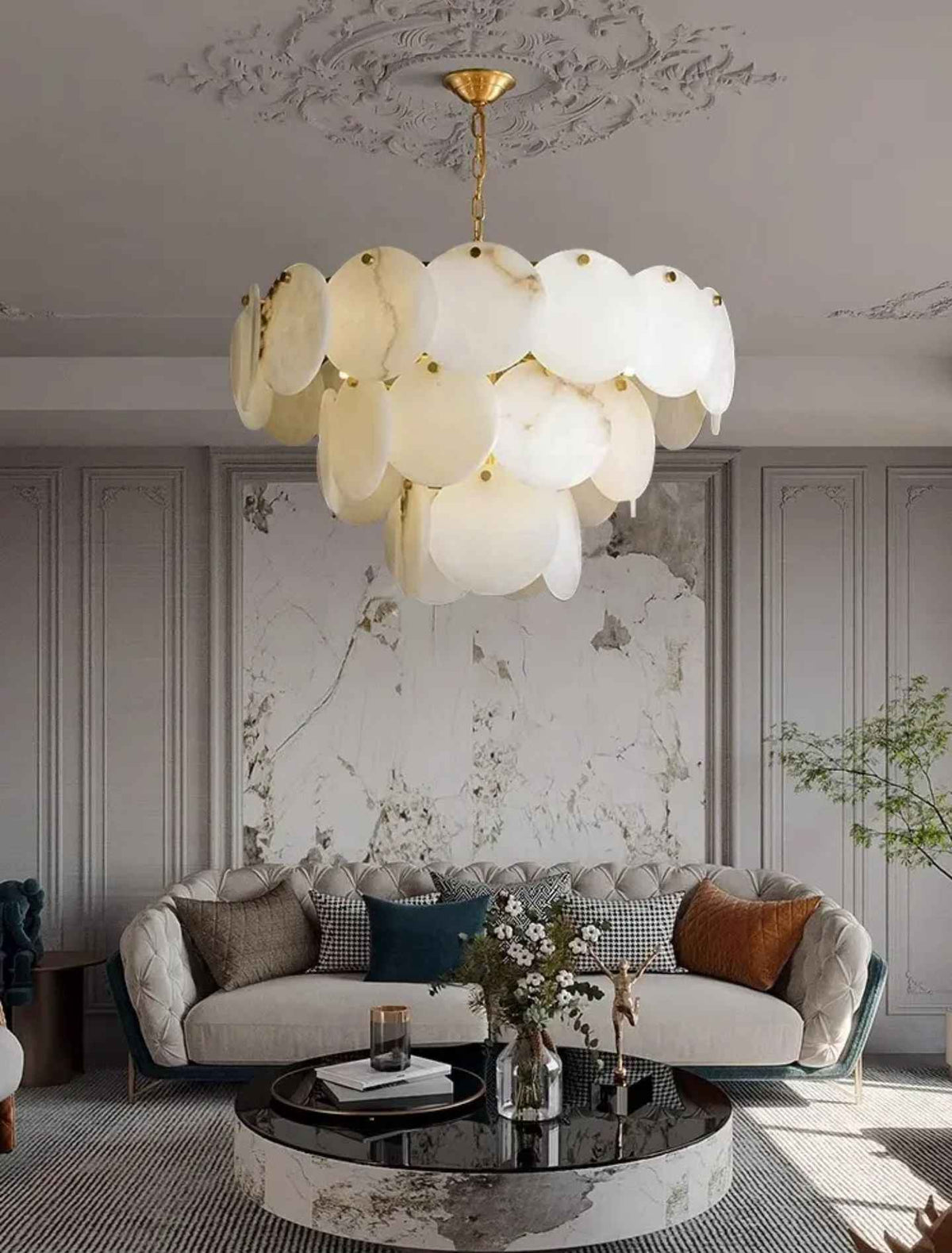 Vredenburgh Marble Gold Chandelier
