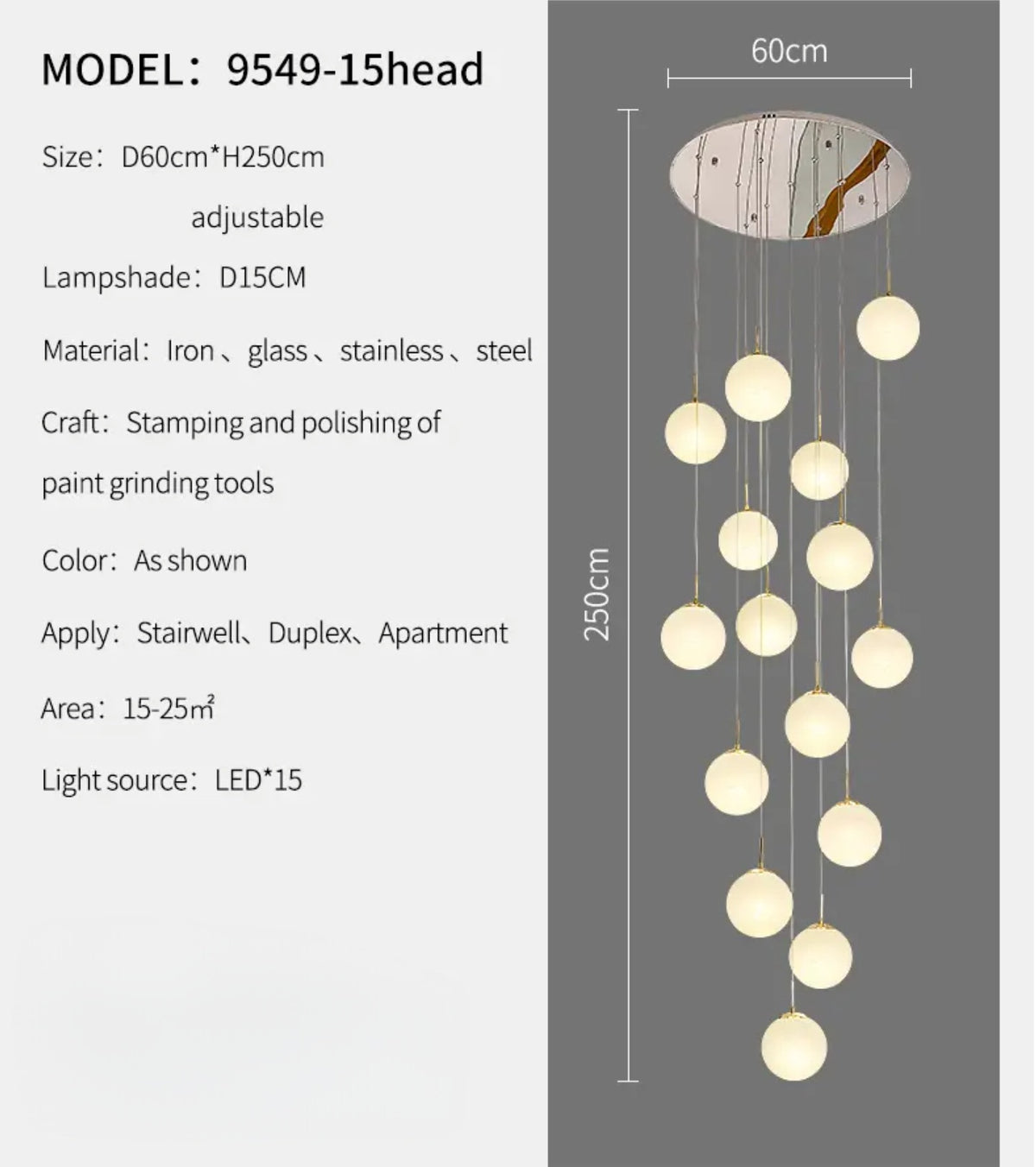 Aahil Gold Staircase Chandelier