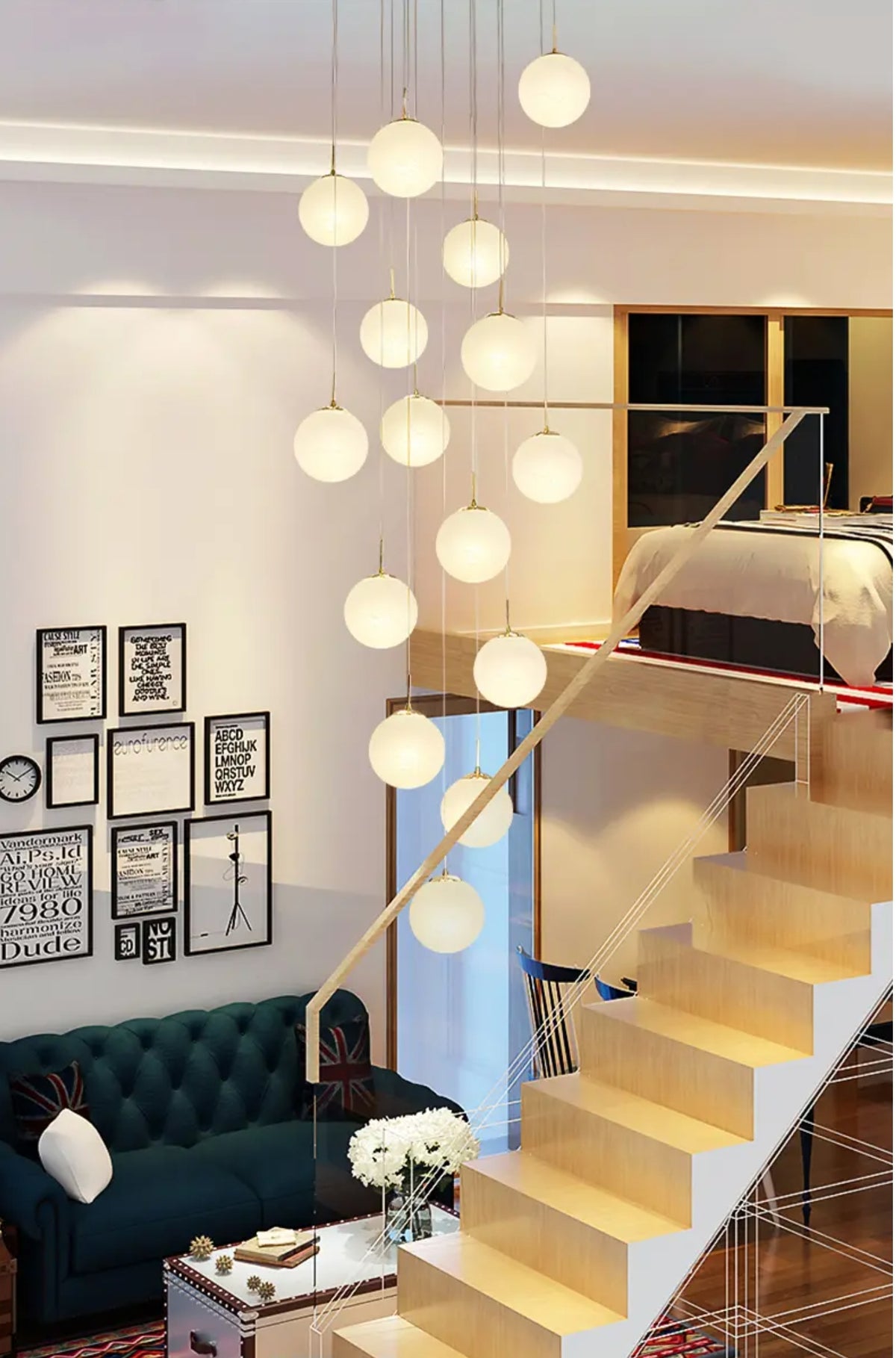 Aahil Gold Staircase Chandelier