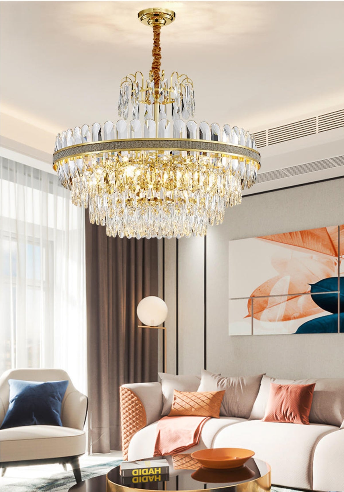 Clemence Silver Gems Chandelier- Round/Rectangle - Reflect Lighting