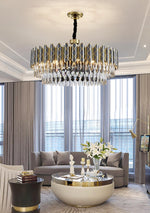 Demi Gold Crystal Chandelier-Round/Rectangle - Reflect Lighting