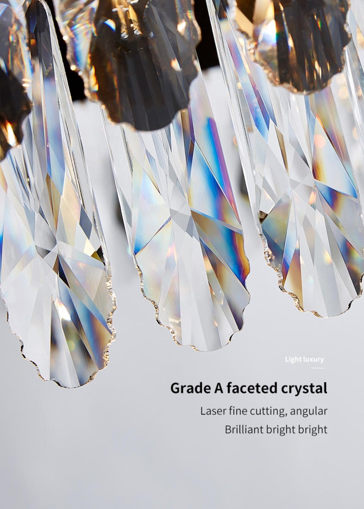 Demi Gold Crystal Chandelier-Round/Rectangle - Reflect Lighting