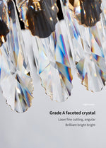 Demi Gold Crystal Chandelier-Round/Rectangle - Reflect Lighting