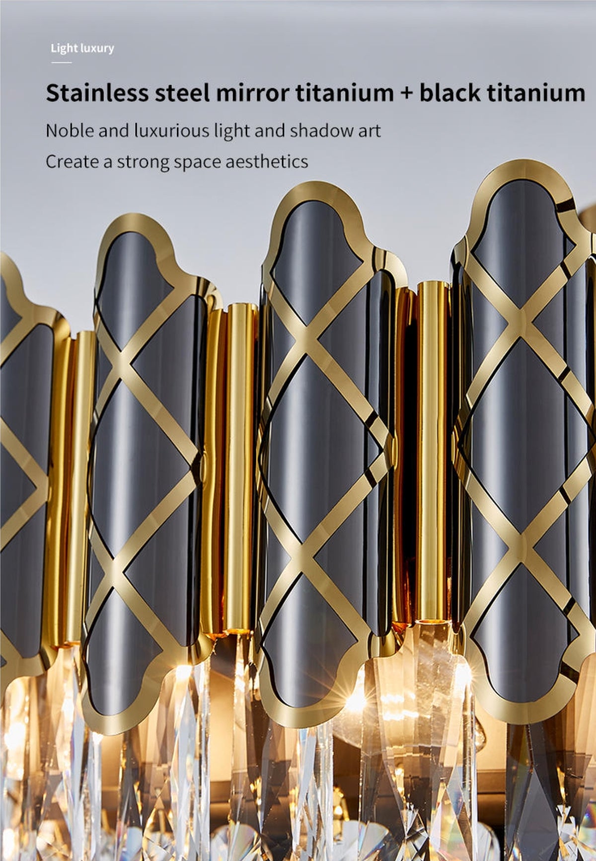 Demi Gold Crystal Chandelier-Round/Rectangle - Reflect Lighting