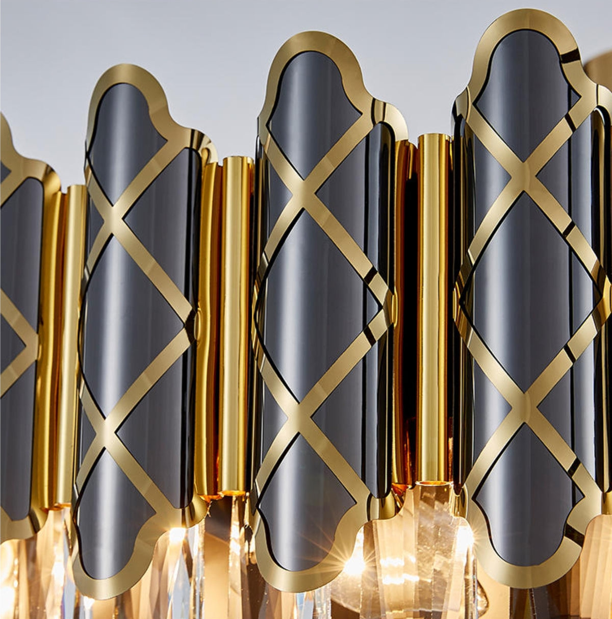 Demi Gold Crystal Chandelier-Round/Rectangle - Reflect Lighting