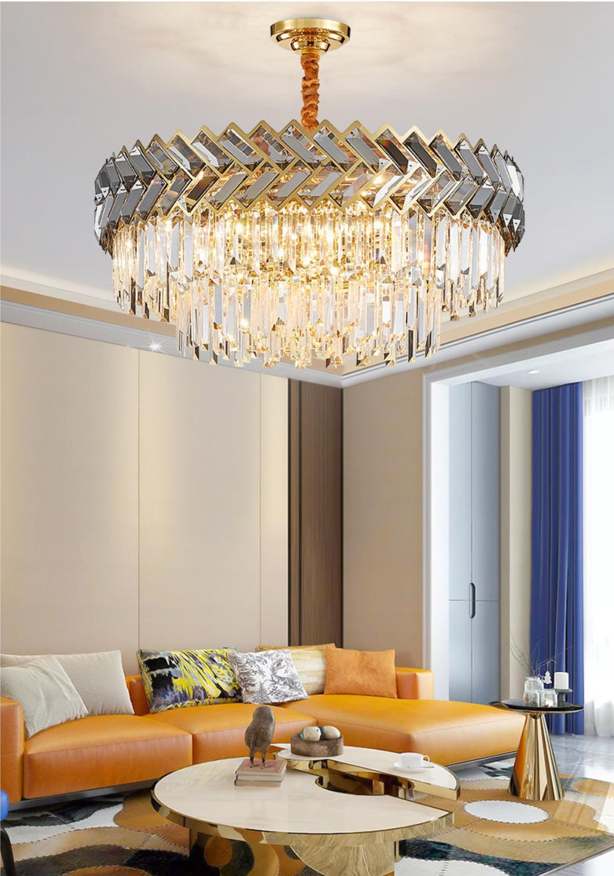 Maribel Crystal Chandelier Light- Round/Rectangle - Reflect Lighting