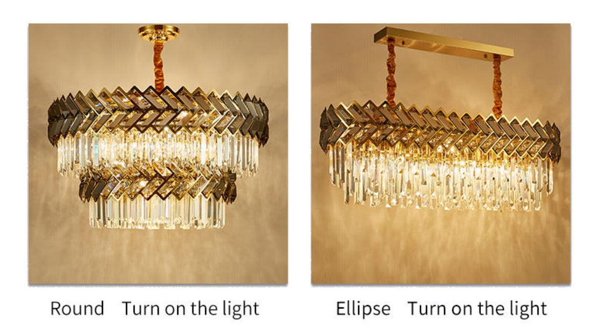 Maribel Crystal Chandelier Light- Round/Rectangle - Reflect Lighting
