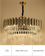 Demi Gold Crystal Chandelier-Round/Rectangle - Reflect Lighting