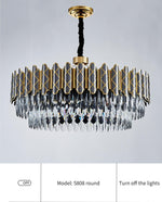 Demi Gold Crystal Chandelier-Round/Rectangle - Reflect Lighting