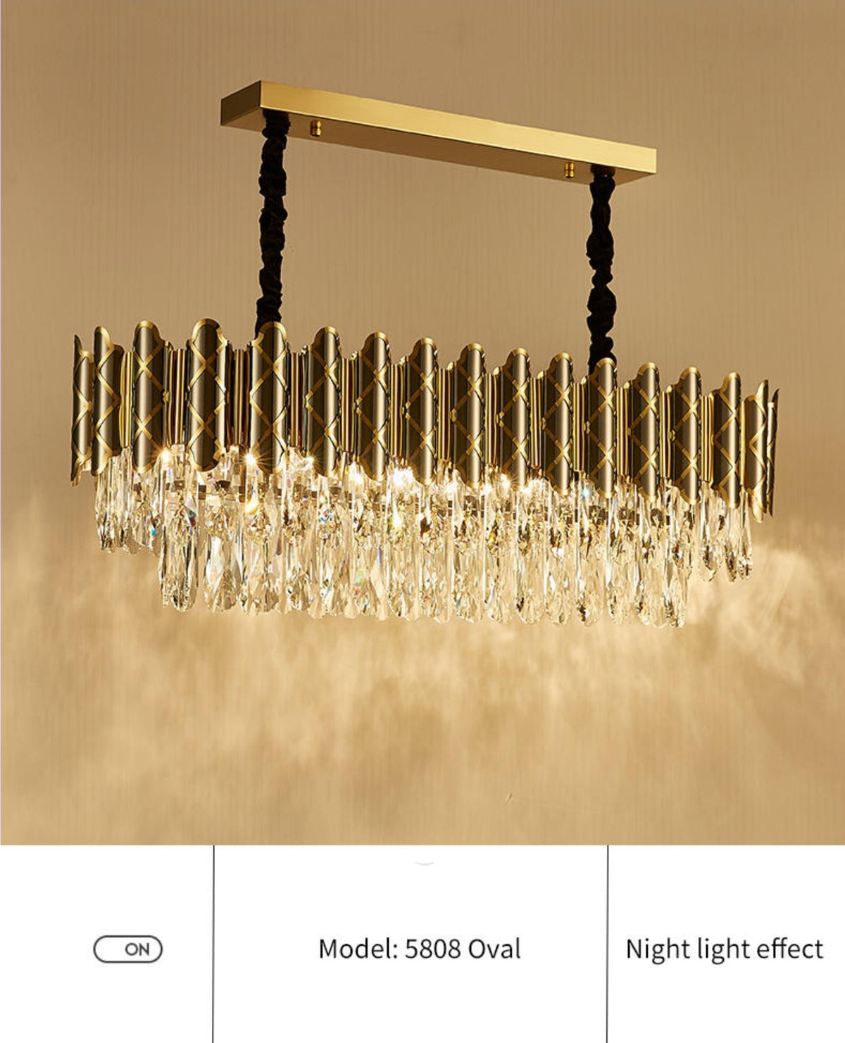Demi Gold Crystal Chandelier-Round/Rectangle - Reflect Lighting