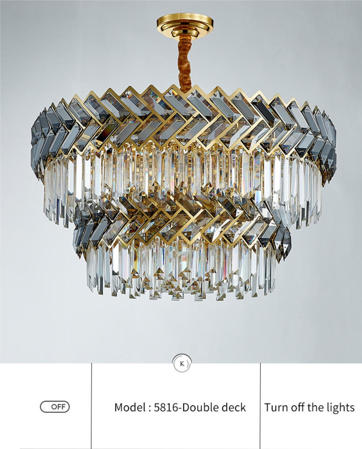 Maribel Crystal Chandelier Light- Round/Rectangle - Reflect Lighting