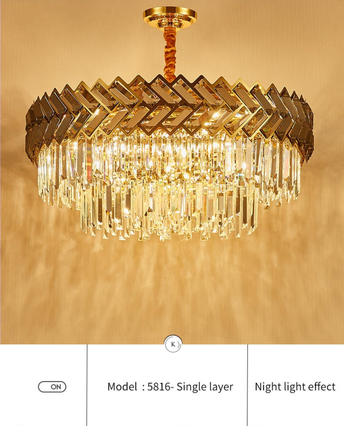 Maribel Crystal Chandelier Light- Round/Rectangle - Reflect Lighting
