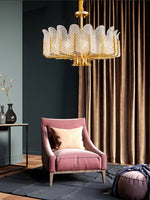 Frozen Leaf Flower Gold Crystal Chandelier - Reflect Lighting