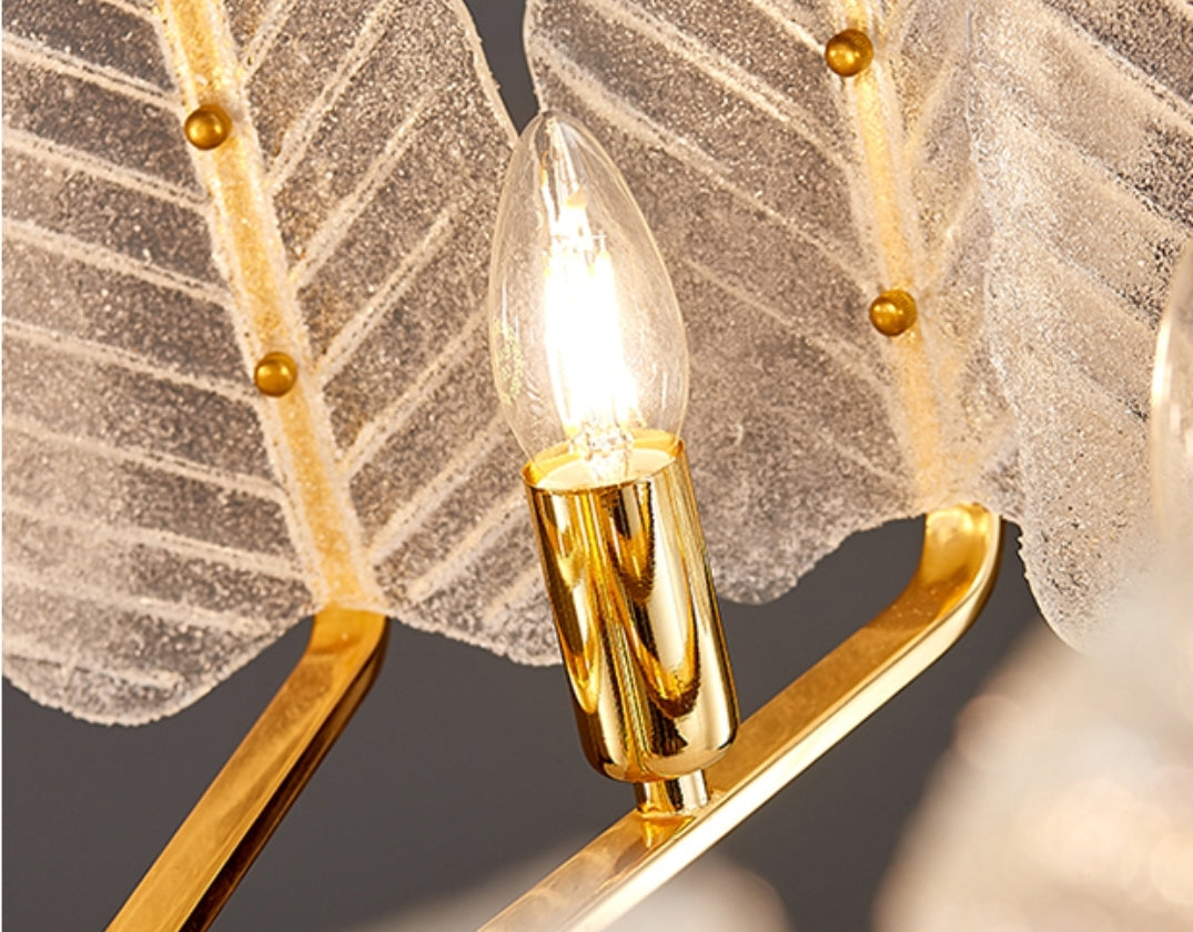 Frozen Leaf Flower Gold Crystal Chandelier - Reflect Lighting