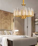 Frozen Leaf Flower Gold Crystal Chandelier - Reflect Lighting