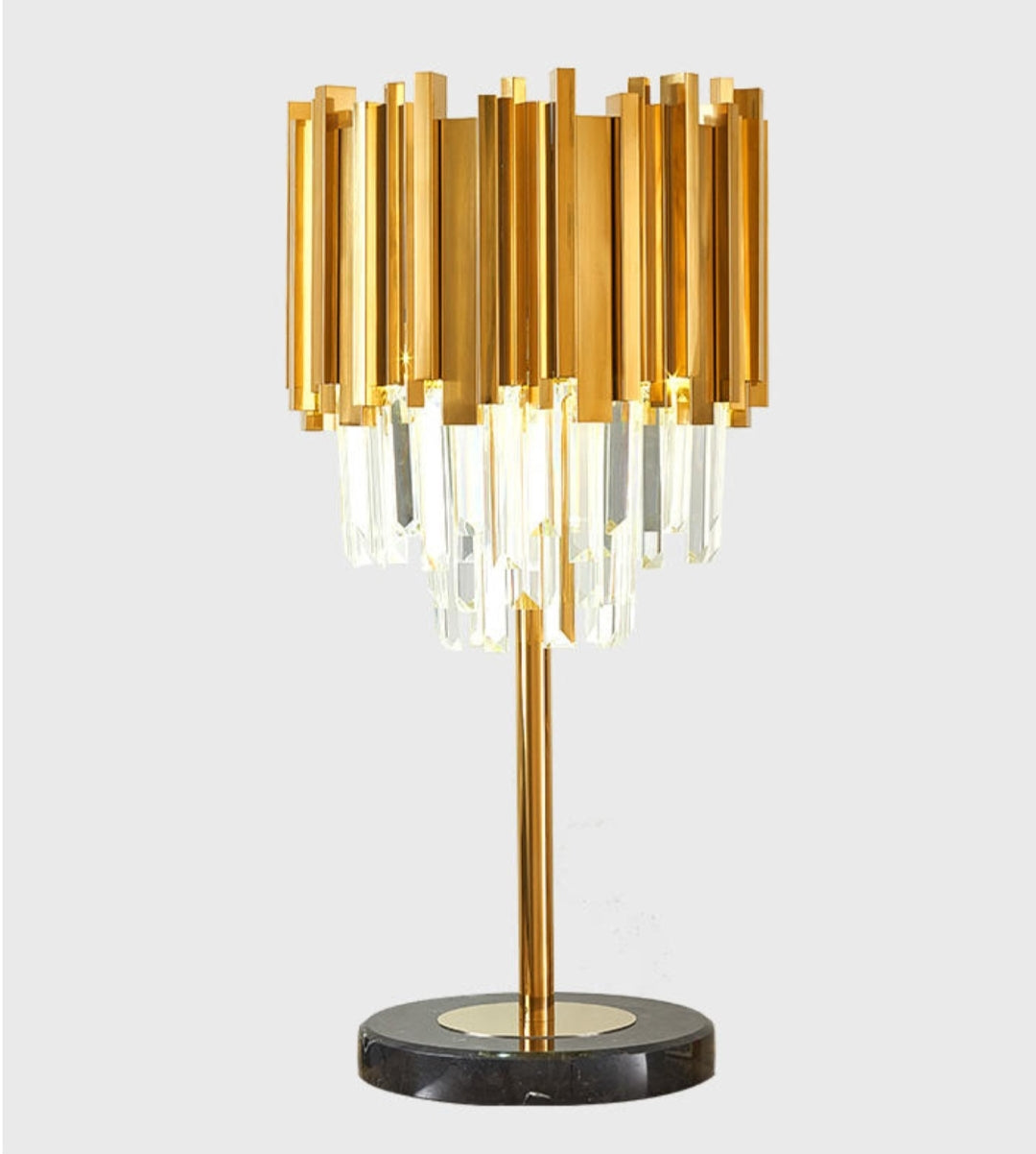 Crystal Steel Gold Table Lamp - Reflect Lighting