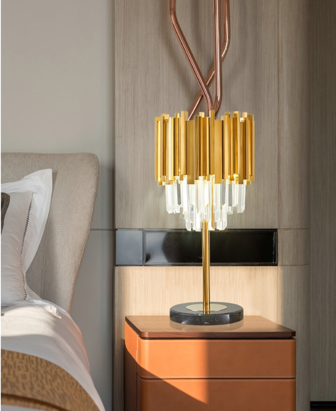 Crystal Steel Gold Table Lamp - Reflect Lighting