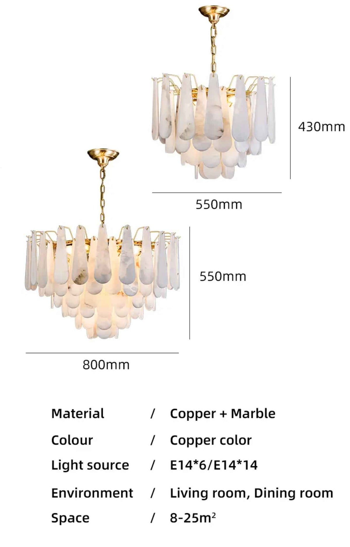 Lalma Copper Marble Chandelier