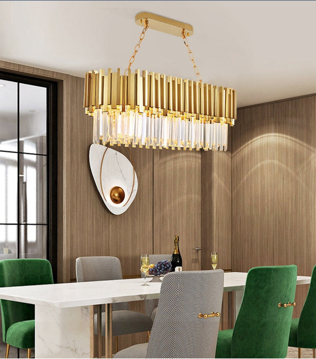 Crystal Steel Gold Chandelier - Reflect Lighting