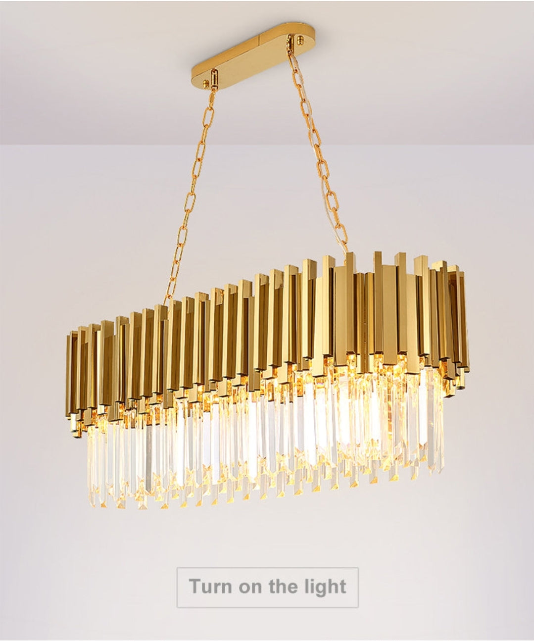 Crystal Steel Gold Chandelier - Reflect Lighting