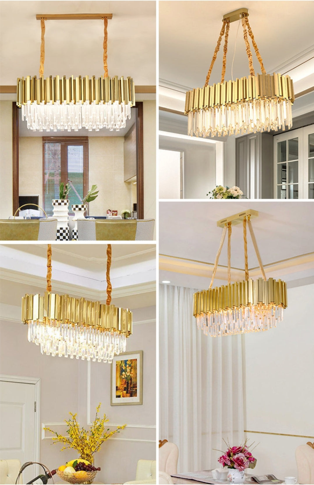 Crystal Steel Gold Chandelier - Reflect Lighting