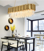 Crystal Steel Gold Chandelier - Reflect Lighting