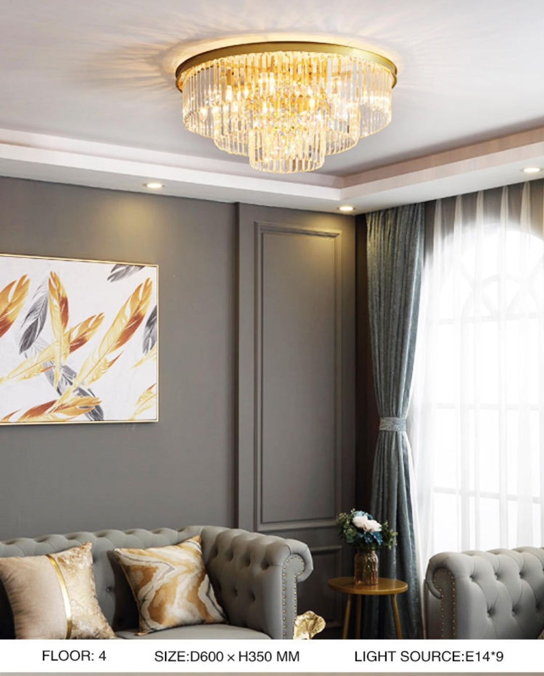 Crystal Rounded Ceiling Chandelier