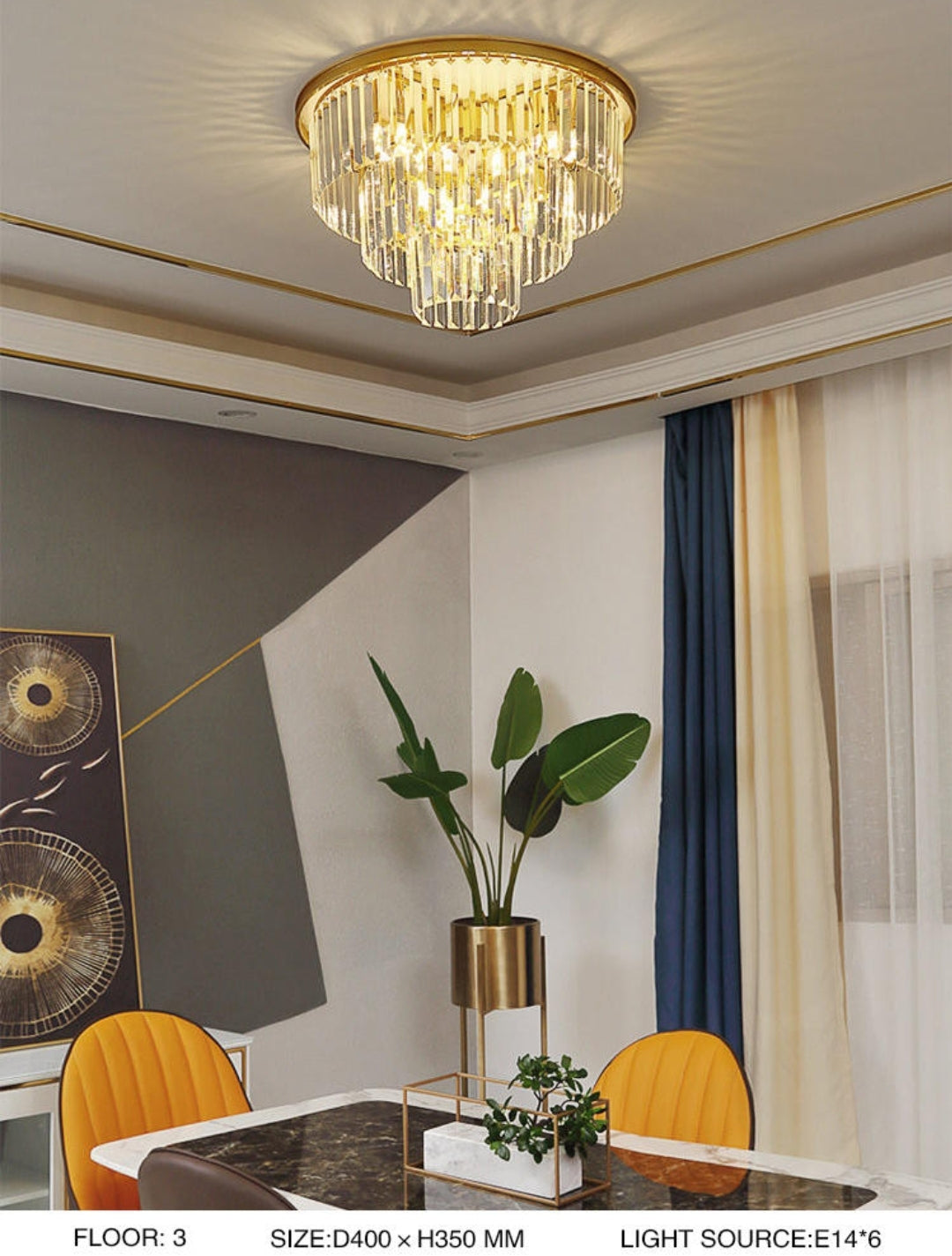 Crystal Rounded Ceiling Chandelier