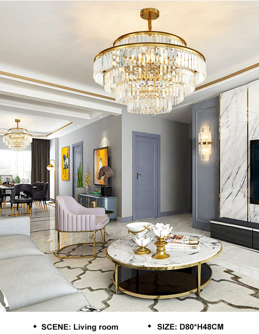 Double Round Crystal Chandelier - Reflect Lighting