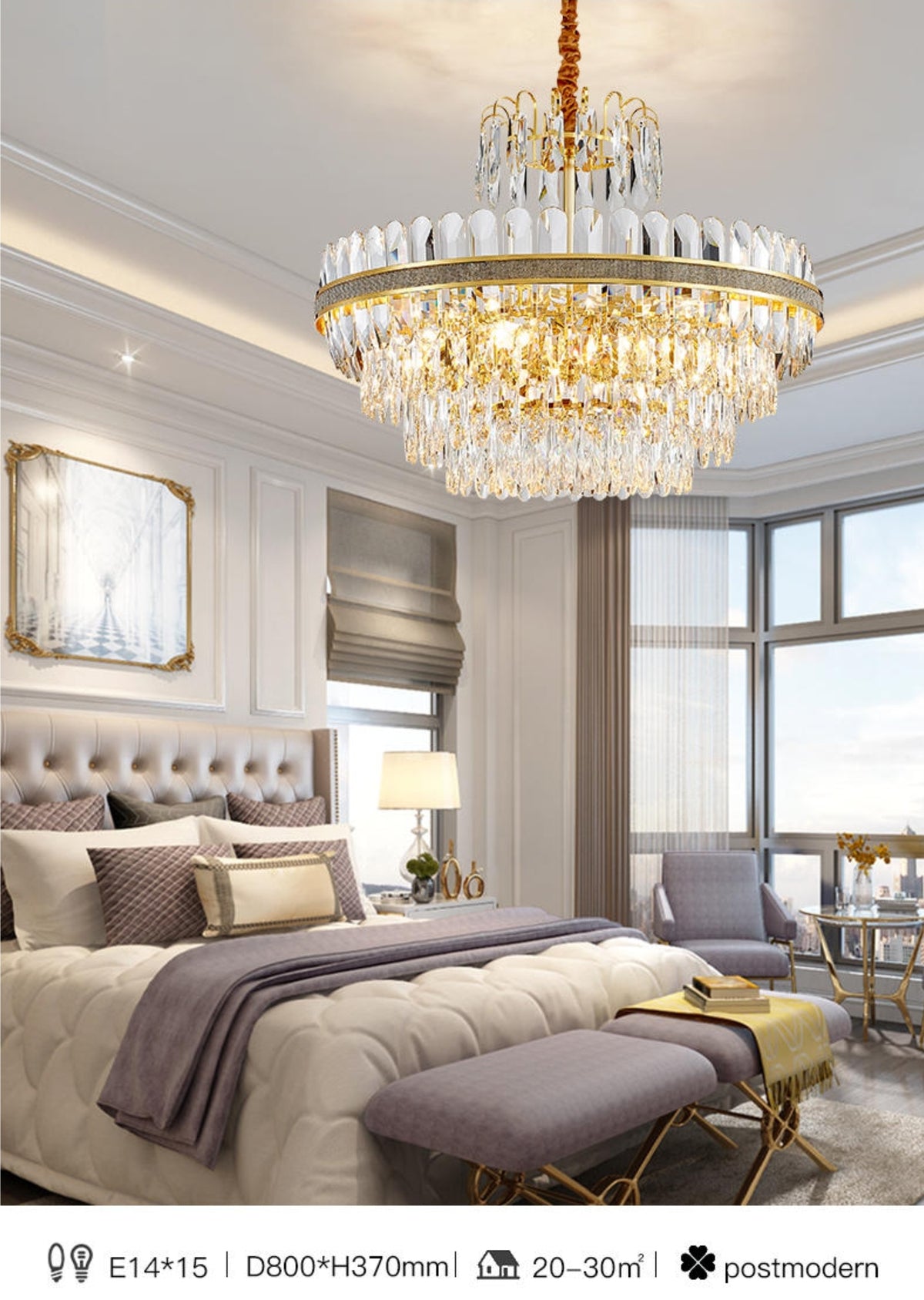 Clemence Silver Gems Chandelier- Round/Rectangle - Reflect Lighting