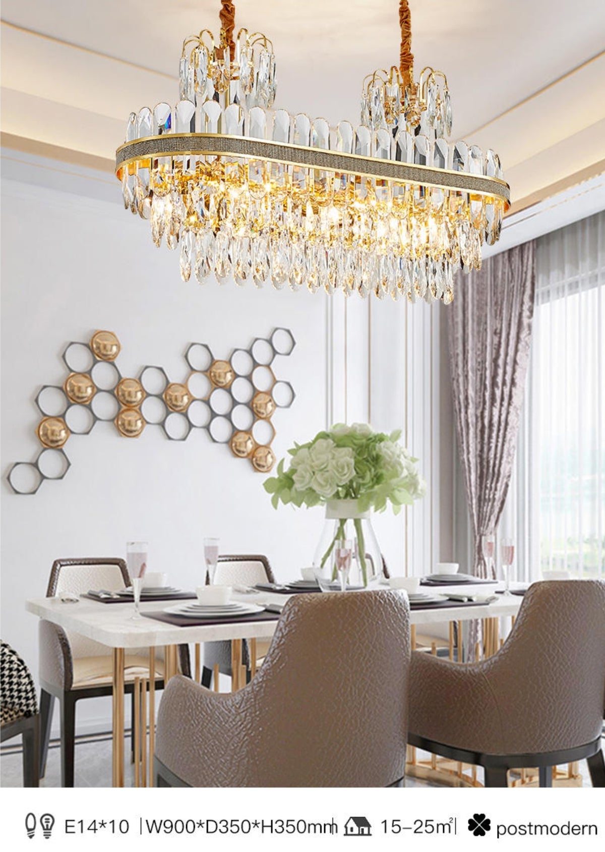 Clemence Silver Gems Chandelier- Round/Rectangle - Reflect Lighting
