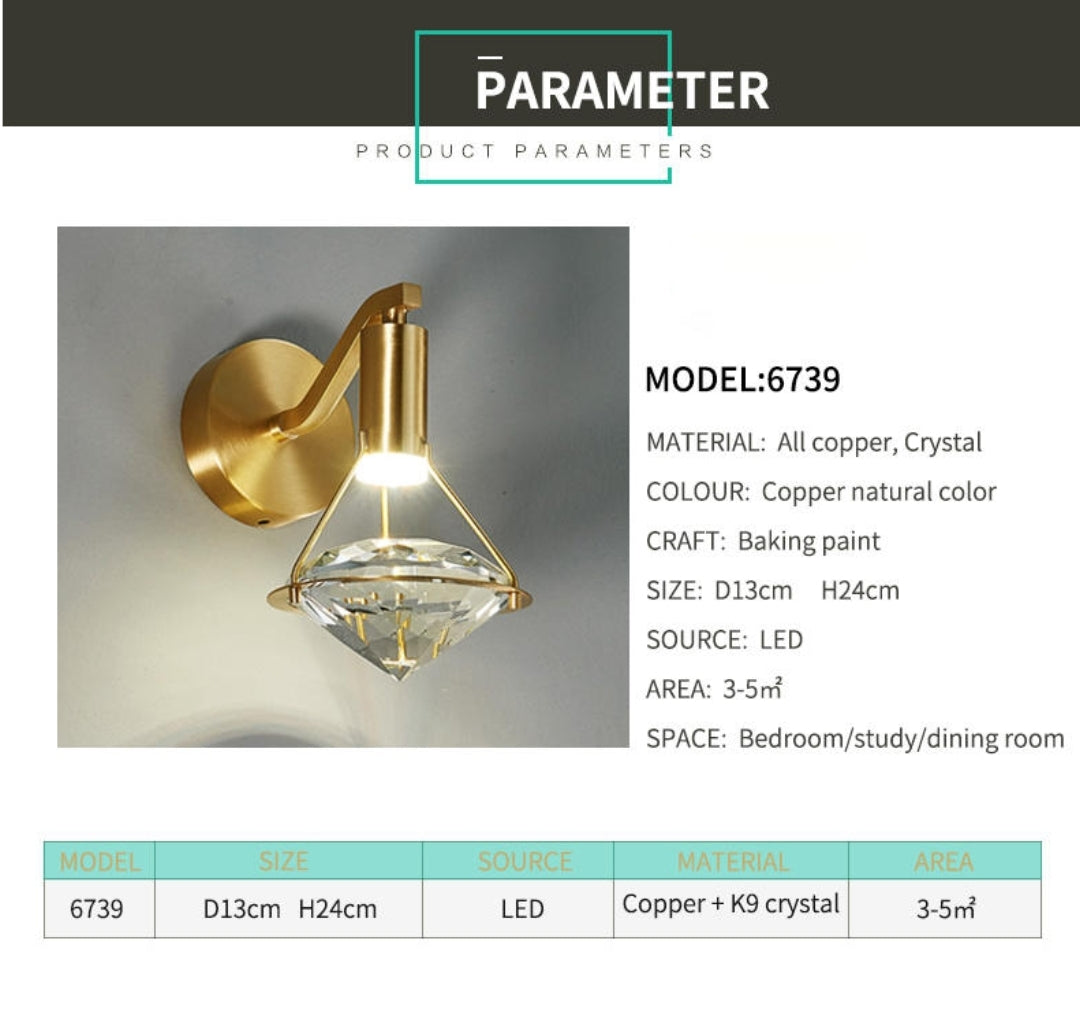 Gold Crystal Diamond Wall lamp - Reflect Lighting