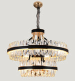 Lladró Black Leather Led Crystal Chandelier- Round/Rectangle - Reflect Lighting
